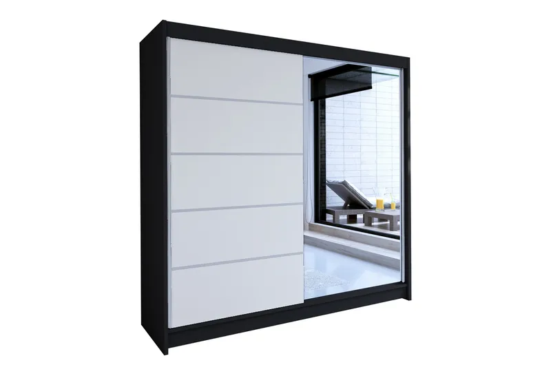 Talin Garderobe 58x180 cm LED-belysning, Sort/Hvid