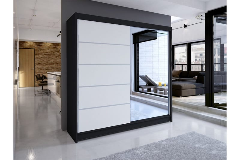 Talin Garderobe 58x180 cm - Sort/Hvid - Opbevaring - Tøjopbevaring - Garderobeskabe