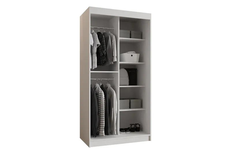 Tallmo Garderobe Med Spejl 100x200 cm - Opbevaring - Tøjopbevaring - Garderobeskabe