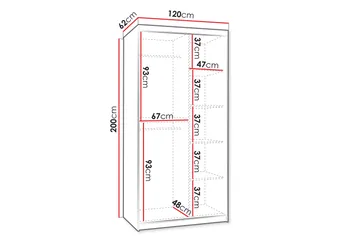 Tallmo Garderobe Med Spejl 120x200 cm - Opbevaring - Tøjopbevaring - Garderobeskabe