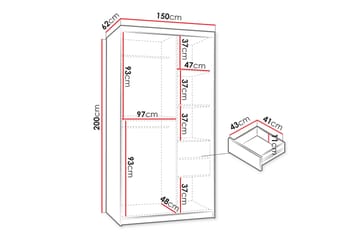Tallmo Garderobe Med Spejl 150x200 cm - Opbevaring - Tøjopbevaring - Garderobeskabe
