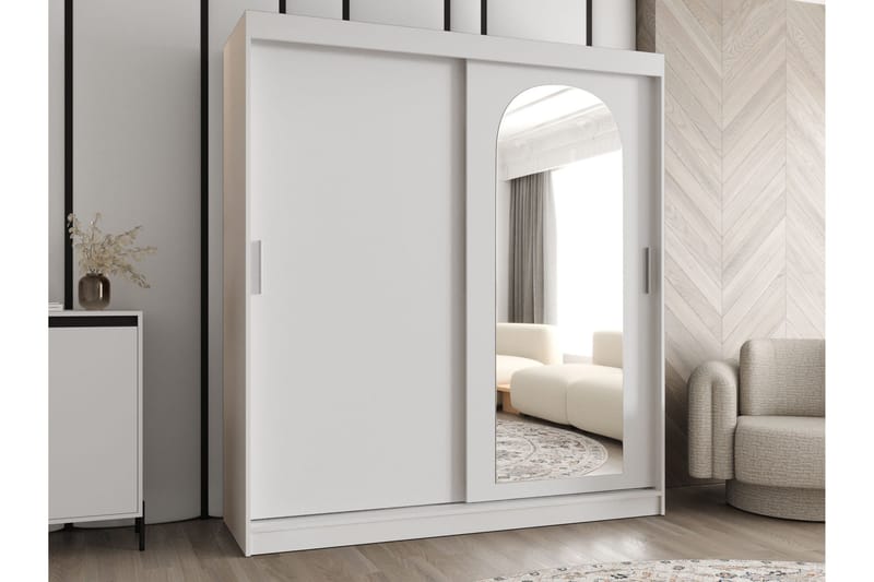 Tallmo Garderobe Med Spejl 180x200 cm - Grøn - Opbevaring - Tøjopbevaring - Garderobeskabe