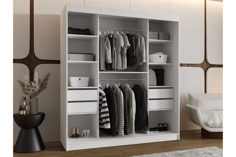 Tallmo Garderobe Med Spejl 180x200 cm - Opbevaring - Tøjopbevaring - Garderobeskabe