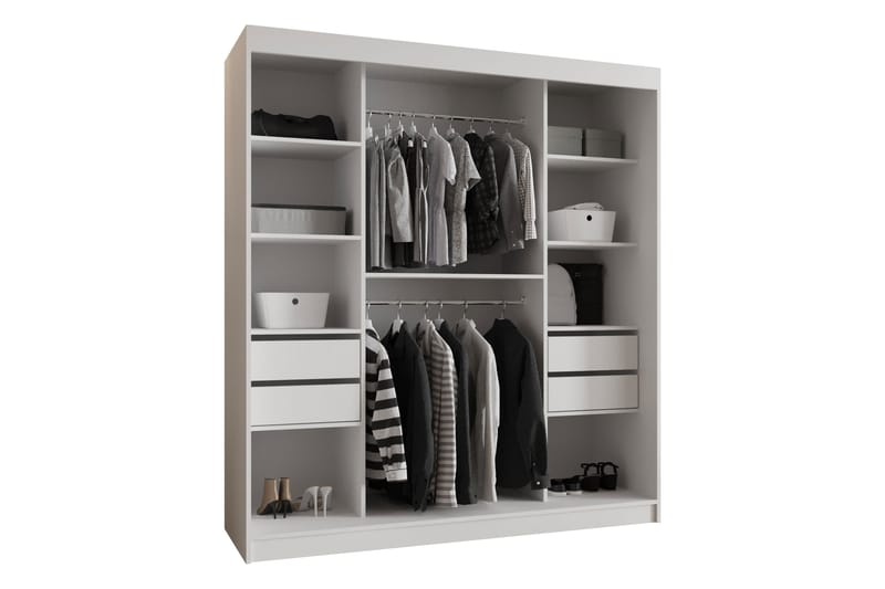 Tallmo Garderobe Med Spejl 180x200 cm - Opbevaring - Tøjopbevaring - Garderobeskabe