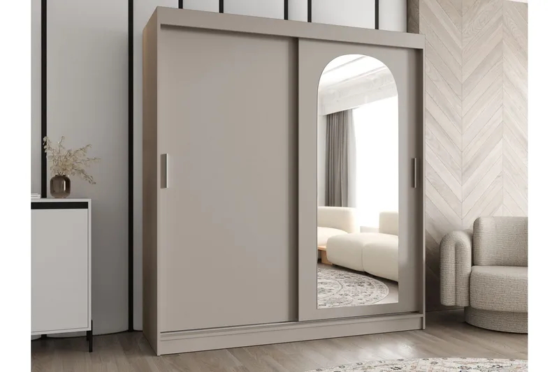 Tallmo Garderobe Med Spejl 180x200 cm - Opbevaring - Tøjopbevaring - Garderobeskabe