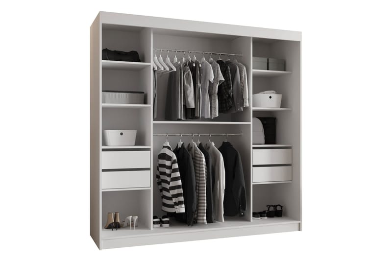 Tallmo Garderobe Med Spejl 200x200 cm - Opbevaring - Tøjopbevaring - Garderobeskabe