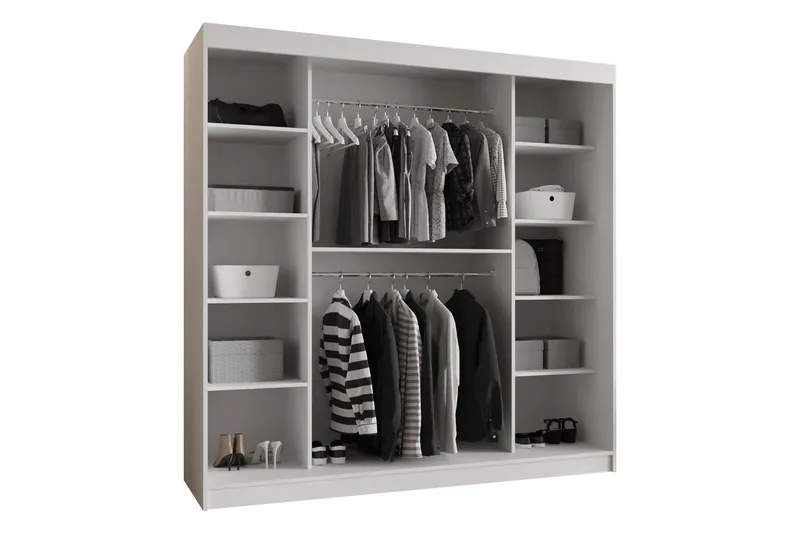 Tallmo Garderobe Med Spejl 200x200 cm - Opbevaring - Tøjopbevaring - Garderobeskabe