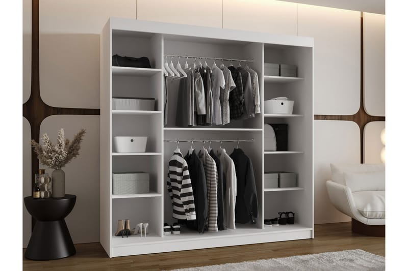 Tallmo Garderobe Med Spejl 200x200 cm - Opbevaring - Tøjopbevaring - Garderobeskabe