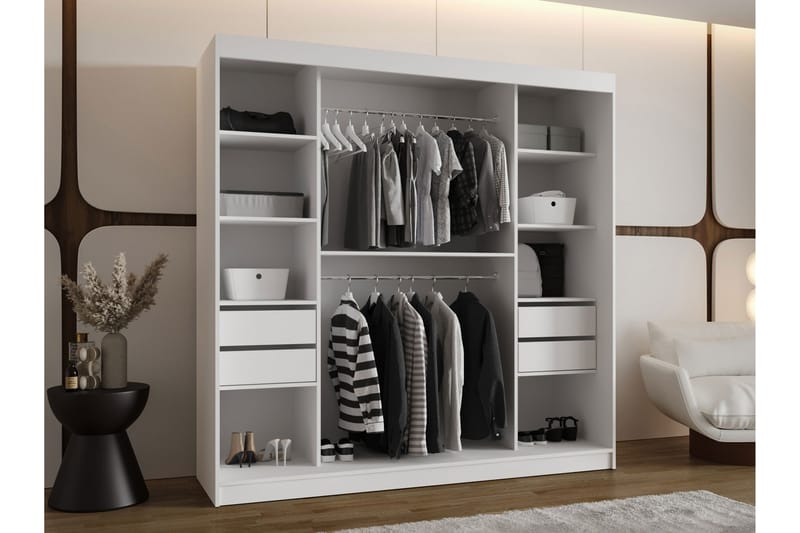 Tallmo Garderobe Med Spejl 200x200 cm - Opbevaring - Tøjopbevaring - Garderobeskabe