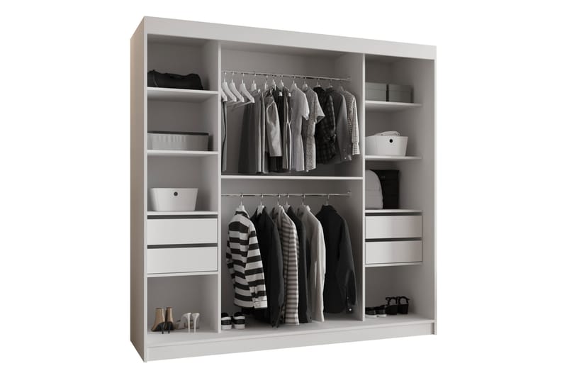Tallmo Garderobe Med Spejl 200x200 cm - Opbevaring - Tøjopbevaring - Garderobeskabe