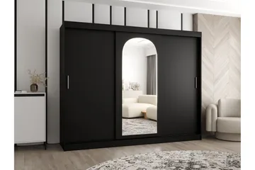 Tallmo Garderobe Med Spejl 250x200 cm - Hvid/Grå - Opbevaring - Tøjopbevaring - Garderobeskabe