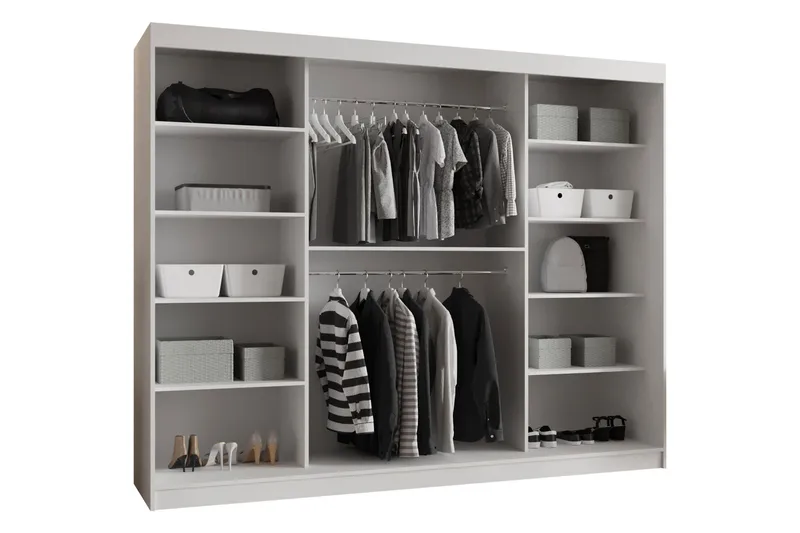 Tallmo Garderobe Med Spejl 250x200 cm - Opbevaring - Tøjopbevaring - Garderobeskabe