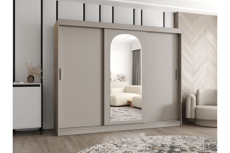 Tallmo Garderobe Med Spejl 250x200 cm - Opbevaring - Tøjopbevaring - Garderobeskabe