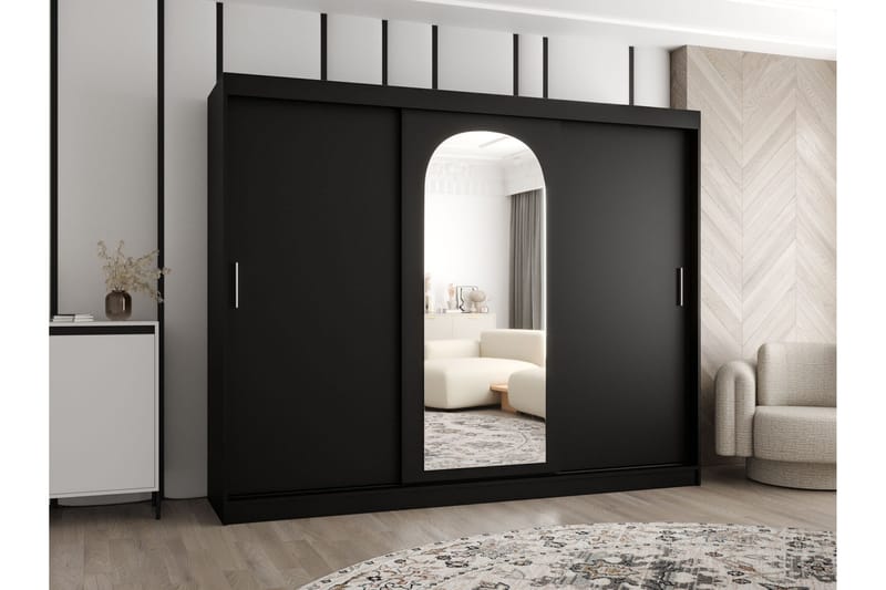 Tallmo Garderobe Med Spejl 250x200 cm - Opbevaring - Tøjopbevaring - Garderobeskabe