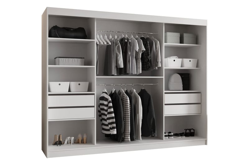 Tallmo Garderobe Med Spejl 250x200 cm - Opbevaring - Tøjopbevaring - Garderobeskabe