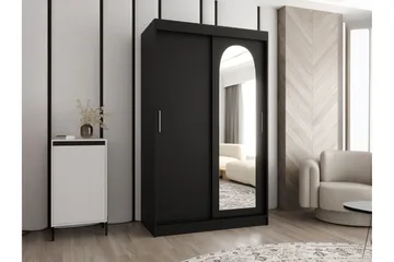 Tallmo Garderobeskab med Spejl 120x200 cm i Malet Træ - Sort - Opbevaring - Tøjopbevaring - Garderobeskabe