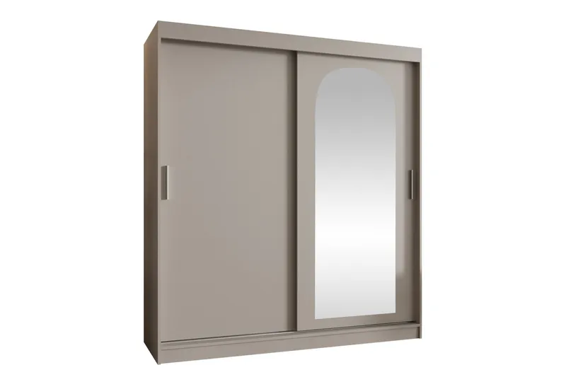 Tallmo Garderobeskab med Spejl 180x200 cm i Malet Træ, Beige