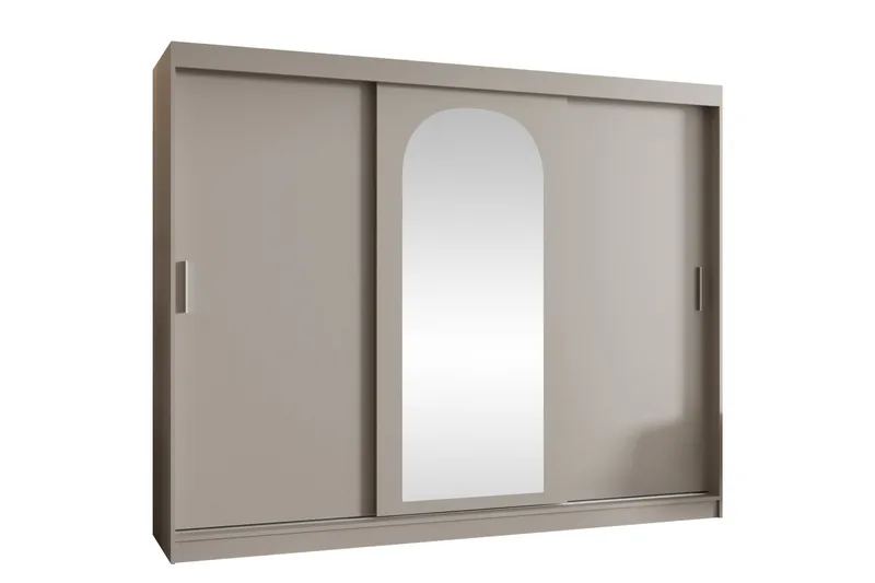 Tallmo Garderobeskab med Spejl 250x200 cm i Malet Træ, Beige