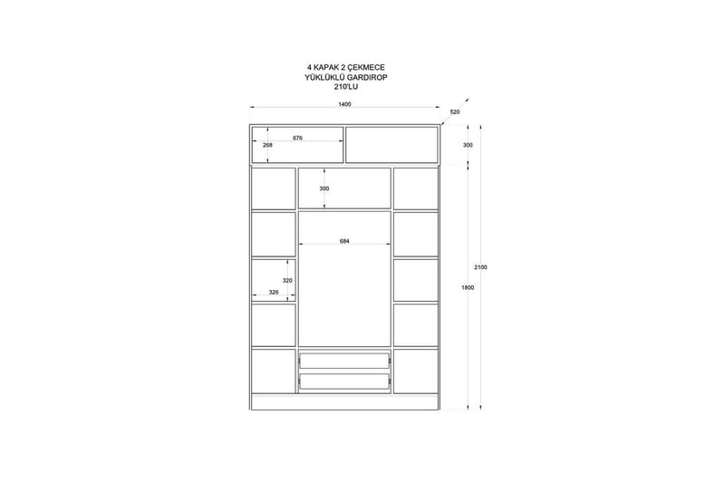 Talren Garderobe 140x210 cm - Mat Hvid - Opbevaring - Tøjopbevaring - Garderobeskabe