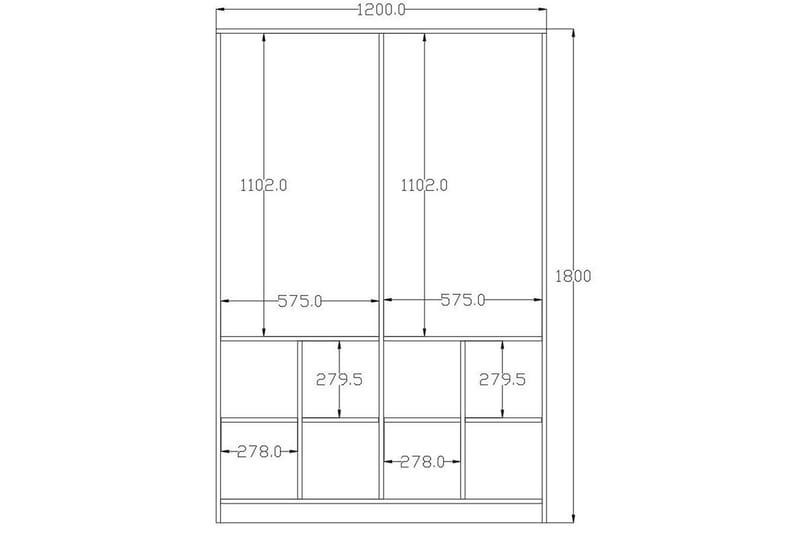 Taren Garderobe 120x180 cm - Mat Hvid/Antracit - Opbevaring - Tøjopbevaring - Garderobeskabe