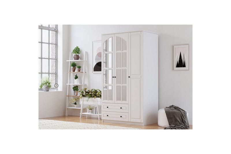 Tavrel Garderobesskåp 105x210 cm - Mat Hvid - Opbevaring - Tøjopbevaring - Garderobeskabe - Garderobeskab & klædeskab