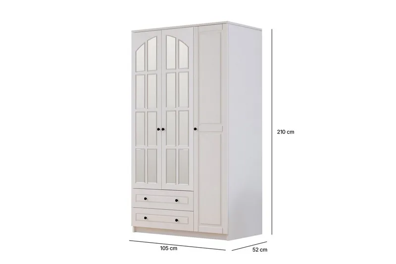 Tavrel Garderobesskåp 105x210 cm - Mat Hvid - Opbevaring - Tøjopbevaring - Garderobeskabe - Garderobeskab & klædeskab