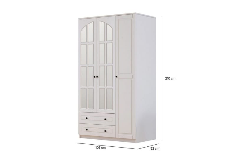 Tavrel Garderobesskåp 105x210 cm - Mat Hvid - Opbevaring - Tøjopbevaring - Garderobeskabe - Garderobeskab & klædeskab