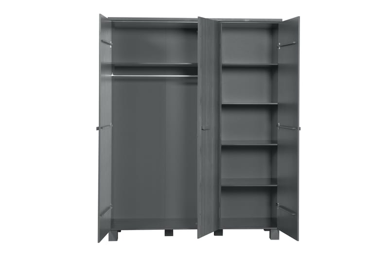 Tenney Garderobe 158 cm - Stålgrå Fyrretræ - Opbevaring - Tøjopbevaring - Garderobeskabe