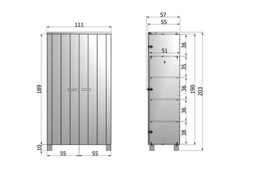 Tenney Garderobe 202 cm - Grå Fyrretræ - Opbevaring - Tøjopbevaring - Garderobeskabe