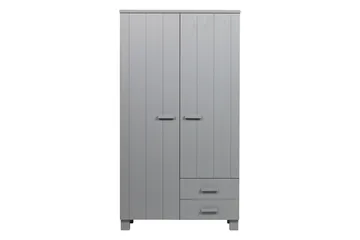 Tenney Garderobe med 2 Skuffer 111 cm - Grå Fyrretræ - Opbevaring - Tøjopbevaring - Garderobeskabe