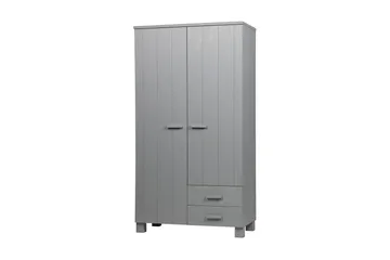 Tenney Garderobe med 2 Skuffer 111 cm - Grå Fyrretræ - Opbevaring - Tøjopbevaring - Garderobeskabe