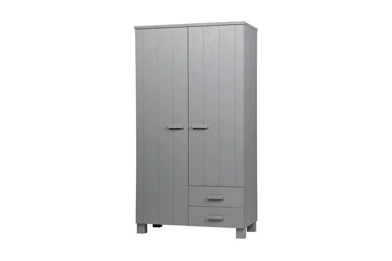 Tenney Garderobe med 2 Skuffer 111 cm, Grå Fyrretræ