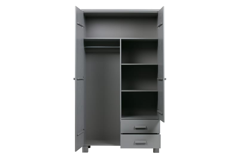 Tenney Garderobe med 2 Skuffer 111 cm - Grå Fyrretræ - Opbevaring - Tøjopbevaring - Garderobeskabe