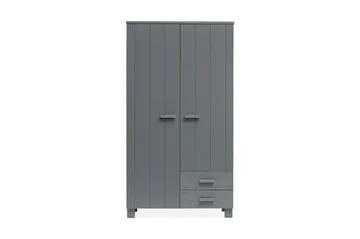 Tenney Garderobe med 2 Skuffer 111 cm - Stålgrå Fyrretræ - Opbevaring - Tøjopbevaring - Garderobeskabe