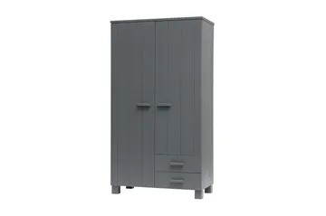 Tenney Garderobe med 2 Skuffer 111 cm - Stålgrå Fyrretræ - Opbevaring - Tøjopbevaring - Garderobeskabe