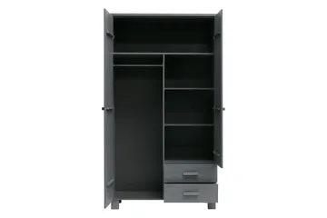 Tenney Garderobe med 2 Skuffer 111 cm - Stålgrå Fyrretræ - Opbevaring - Tøjopbevaring - Garderobeskabe
