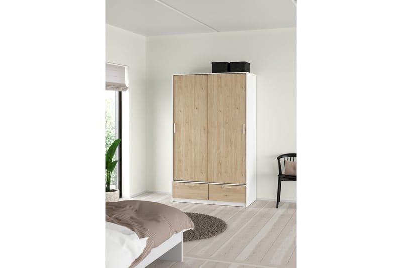 Tetsu Garderobe 121x200 cm - Hvid/Natur - Opbevaring - Tøjopbevaring - Garderobeskabe