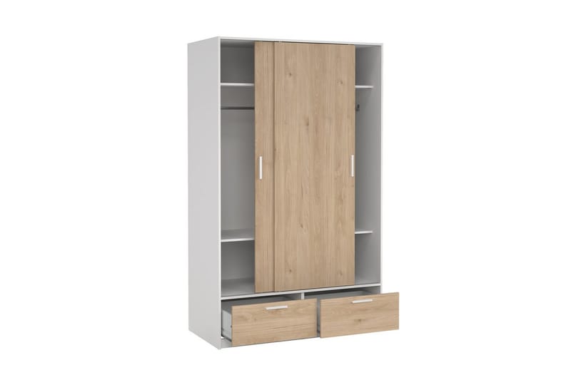 Tetsu Garderobe 121x200 cm - Hvid/Natur - Opbevaring - Tøjopbevaring - Garderobeskabe