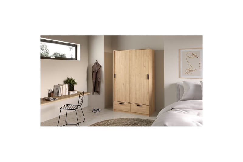 Tetsu Garderobe 121x200 cm - Natur - Opbevaring - Tøjopbevaring - Garderobeskabe