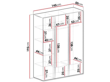 Travic Garderobeskab 145 cm i Mørkt Træ - Greige - Opbevaring - Tøjopbevaring - Garderobeskabe