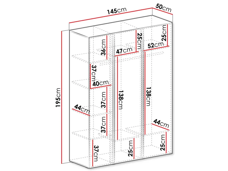 Travic Garderobeskab 145 cm - Opbevaring - Tøjopbevaring - Garderobeskabe