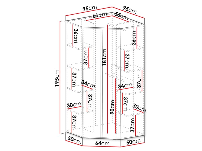 Travic Garderobeskab 95 cm - Opbevaring - Tøjopbevaring - Garderobeskabe - Hjørnegarderobe