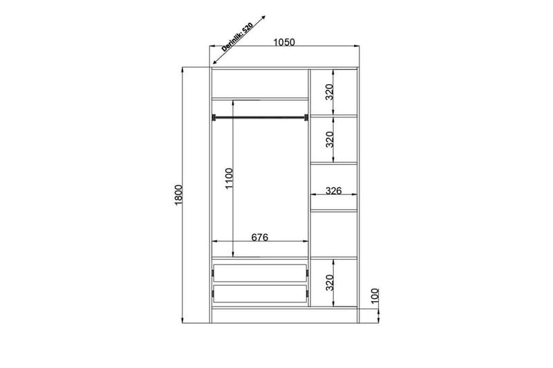 Travric Garderobe 105x180 cm - Mat Hvid - Opbevaring - Tøjopbevaring - Garderobeskabe