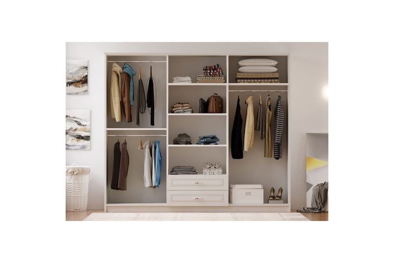 Travric Garderobe 210x180 cm - Mat Hvid - Opbevaring - Tøjopbevaring - Garderobeskabe