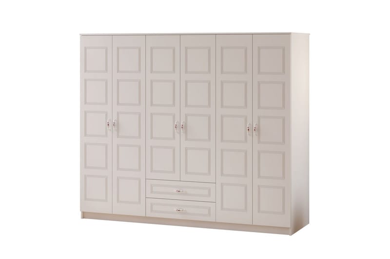 Travric Garderobe 210x180 cm, Mat Hvid