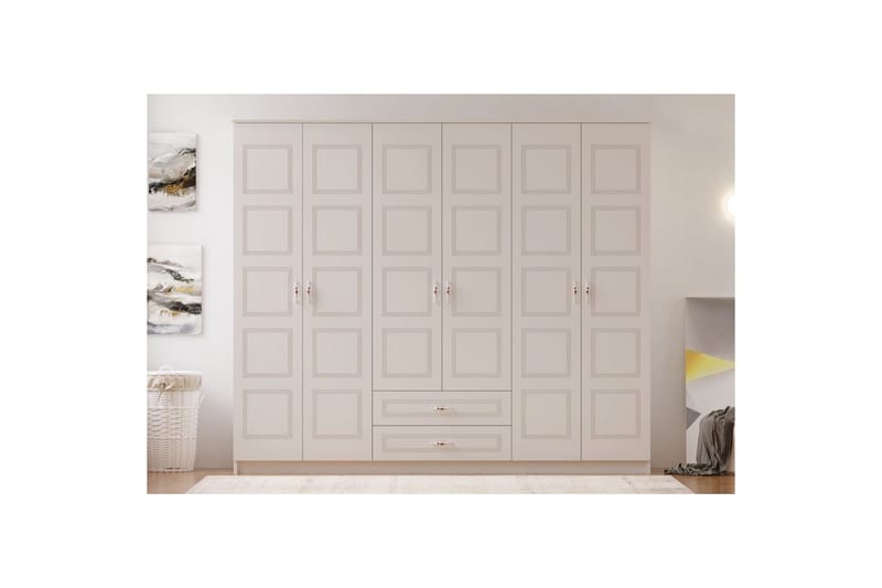 Travric Garderobe 210x180 cm - Mat Hvid - Opbevaring - Tøjopbevaring - Garderobeskabe