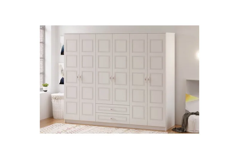 Travric Garderobe 210x180 cm - Mat Hvid - Opbevaring - Tøjopbevaring - Garderobeskabe