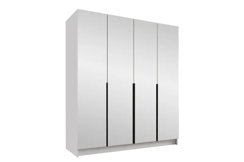Vadstena Garderob med Spejl 200 cm - Hvid/Sort - Opbevaring - Tøjopbevaring - Garderobeskabe