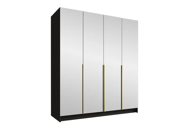 Vadstena Garderob med Spejl 200 cm, Sort/Guld