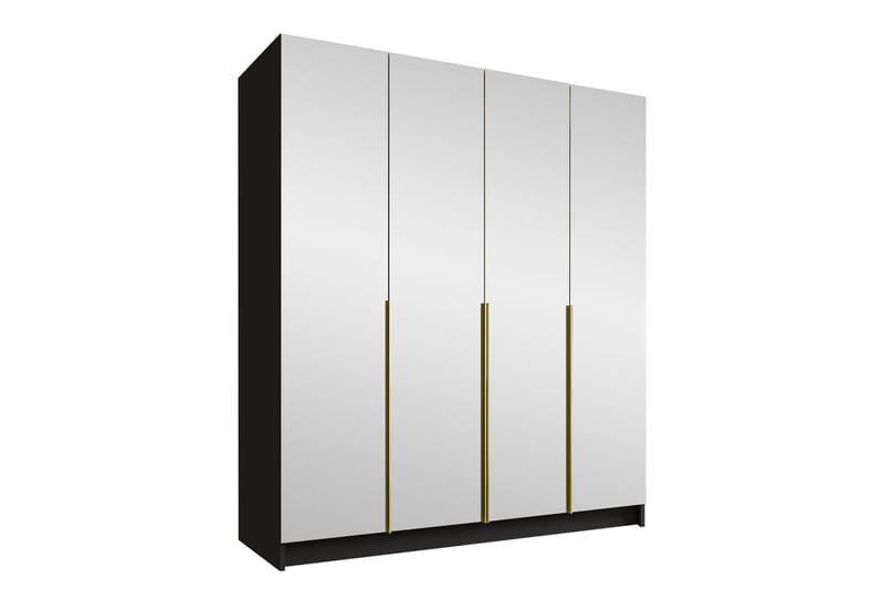 Vadstena Garderob med Spejl 200 cm, Sort/Guld